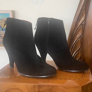 Classic Black Suede Ankle Booties with Side Zip